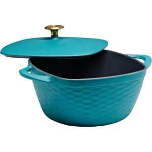 imagePrisma 7 Qt Enameled Cast Iron Covered Square Dutch Oven GrayTeal