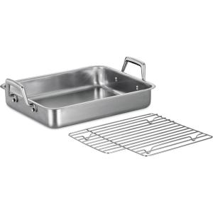 imageTramontina 135Inch Stainless Steel Roasting Pan with Rack Turkey Roaster for Oven Dishwasher Safe Made in Brazil135Inch