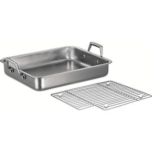 imageTramontina 135Inch Stainless Steel Roasting Pan with Rack Turkey Roaster for Oven Dishwasher Safe Made in Brazil15Inch