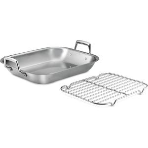 imageTramontina 135Inch Stainless Steel Roasting Pan with Rack Turkey Roaster for Oven Dishwasher Safe Made in Brazil1675Inch