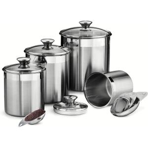 imageTramontina 80204527DS Gourmet Stainless Steel Canister and Scoops Set 8 Piece Made in Brazil8 Piece Stainless Steel Canister  Scoops Set