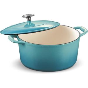 imageTramontina Bestow Enameled Cast Iron Braiser Pan with Lid 4quart BlueMedium Blue