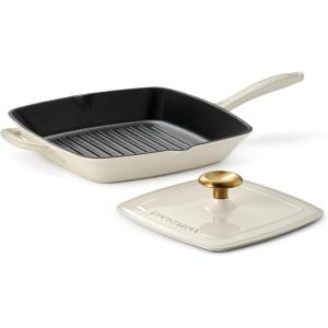 imageTramontina Bestow Enameled Cast Iron Skillet with Lid 10inch Frying Pan RedLatte