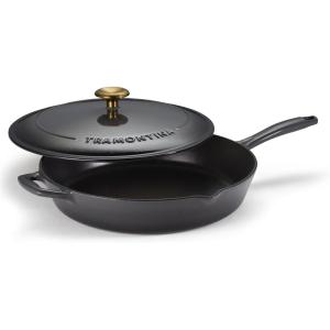 imageTramontina Bestow Enameled Cast Iron Skillet with Lid 10inch Frying Pan RedSmoke