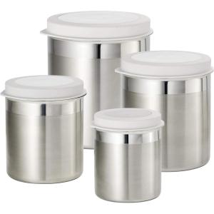 imageTramontina Canister Set Stainless Steel 4 Pc White Plastic Lids 80204023DS