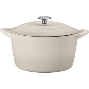 imageTramontina Enameled Cast Iron Tall Dutch Oven Pot with Lid Large 7quart Classic Blue Gold KnobLatte