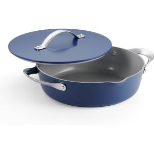 imageTramontina Fiora 425Quart Multipurpose Ceramic Non Stick Cooking Pan with Lid BlueBlue