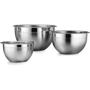 imageTramontina Gourmet 13Quart Stainless Steel Large Mixing Bowl Ideal for Salads Preparing and Serving DishwasherSafe3Pack