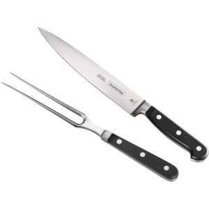 imageTramontina Professional 2Piece Carving Set 8inch High Carbon Steel Blade Slicing Knife with Carving Fork Polywood Handles Dishwasher Safe2Piece Carving Set