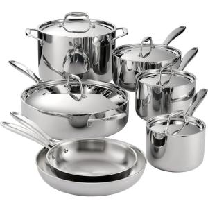 imageTramontina Signature TriPly Clad Stainless Steel 12Piece Cookware Set with Lids Pots and Pans Kitchen Set InductionReady DishwasherSafe NSFCertified Made in Brazil12Piece
