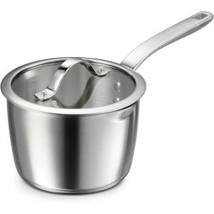 imageTramontina Tempo TriPly Base Stainless Steel 14Piece Cookware Set with Glass Lids Pots and Pans Kitchen Set InductionReady OvenSafe DishwasherSafeSauce pan