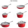 imageTramontina 10Piece Ceramic Non Stick Cookware Set with Lids HeavyGauge Aluminum Pots and Pans Kitchen Set with Nonstick Coating Dishwasher and Oven Safe RedRed