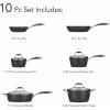 imageTramontina Gourmet Ceramica Deluxe Aluminum Deep Skillet with Lid Non Stick Frying Pan with Ceramic Interior 11inch Metallic Black Made in ItalyCookware Set