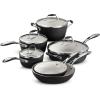 imageTramontina Gourmet Ceramica Deluxe Aluminum Deep Skillet with Lid Non Stick Frying Pan with Ceramic Interior 11inch Metallic Black Made in ItalyCookware Set