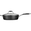 imageTramontina Gourmet Ceramica Deluxe Aluminum Deep Skillet with Lid Non Stick Frying Pan with Ceramic Interior 11inch Metallic Black Made in ItalyDeep Skillet