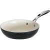 imageTramontina Gourmet Ceramica Deluxe Aluminum Deep Skillet with Lid Non Stick Frying Pan with Ceramic Interior 11inch Metallic Black Made in ItalyFry Pan