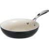imageTramontina Gourmet Ceramica Deluxe Aluminum Deep Skillet with Lid Non Stick Frying Pan with Ceramic Interior 11inch Metallic Black Made in ItalyFry Pan