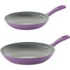 imageTramontina Solara 10 ampamp 12Inch Ceramic Non Stick Frying Pan Set HeavyGauge Aluminum Skillet with Nonstick Coating Dishwasher and Oven Safe Blue 2PackPurple