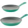 imageTramontina Solara 10 ampamp 12Inch Ceramic Non Stick Frying Pan Set HeavyGauge Aluminum Skillet with Nonstick Coating Dishwasher and Oven Safe Blue 2PackTeal