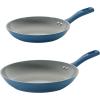 imageTramontina Solara 10 ampamp 12Inch Ceramic Non Stick Frying Pan Set HeavyGauge Aluminum Skillet with Nonstick Coating Dishwasher and Oven Safe Blue 2PackBlue