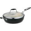 imageTramontina Gourmet Ceramica Deluxe Aluminum Deep Skillet with Lid Non Stick Frying Pan with Ceramic Interior 11inch Metallic Black Made in ItalyDeep Skillet