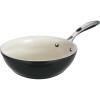 imageTramontina Gourmet Ceramica Deluxe Aluminum Deep Skillet with Lid Non Stick Frying Pan with Ceramic Interior 11inch Metallic Black Made in ItalyStir Fry