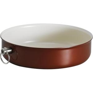 imageTramontina Ceramica 95Inch Non Stick Casserole HeavyGauge Aluminum Round Baking Dish with Ceramic Nonstick Coating Dishwasher and Oven Safe Metallic CopperMetallic Copper