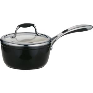 imageTramontina Gourmet Ceramica Deluxe Aluminum Deep Skillet with Lid Non Stick Frying Pan with Ceramic Interior 11inch Metallic Black Made in ItalySauce Pan