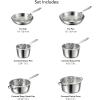 imageTramontina Tempo TriPly Base Stainless Steel 10Piece Cookware Set with Glass Lids Pots and Pans Kitchen Set InductionReady OvenSafe DishwasherSafeCookware Set