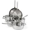 imageTramontina Tempo TriPly Base Stainless Steel 10Piece Cookware Set with Glass Lids Pots and Pans Kitchen Set InductionReady OvenSafe DishwasherSafeCookware Set