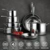 imageTramontina Signature TriPly Clad Stainless Steel 13Piece Cookware Set with Lids Pots and Pans Kitchen Set InductionReady DishwasherSafe NSFCertified13Piece
