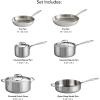 imageTramontina Signature TriPly Clad Stainless Steel 13Piece Cookware Set with Lids Pots and Pans Kitchen Set InductionReady DishwasherSafe NSFCertified9Piece