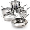 imageTramontina Signature TriPly Clad Stainless Steel 13Piece Cookware Set with Lids Pots and Pans Kitchen Set InductionReady DishwasherSafe NSFCertified13Piece