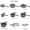 image18 Piece Nonstick Cookware Set  Gray  Aluminum Construction Dishwasher Safe Compatible with Gas Electric Ceramic Cooktops  Includes Saut Pans Griddle Dutch Oven Cooking Utensils