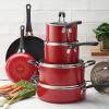 imageTramontina 11Piece Non Stick Cookware Set with Lids Aluminum Nonstick Pots and Pans Kitchen Set RedRed