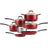 imageTramontina 11Piece Non Stick Cookware Set with Lids Aluminum Nonstick Pots and Pans Kitchen Set RedRed