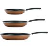 imageTramontina Porcelain Enamel Non Stick 3Pack Frying Pans Skillet Set with Reinforced Nonstick Coating Dishwasher and Oven Safe TealCopper