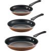 imageTramontina Porcelain Enamel Non Stick 3Pack Frying Pans Skillet Set with Reinforced Nonstick Coating Dishwasher and Oven Safe TealCopper