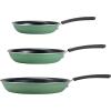 imageTramontina Porcelain Enamel Non Stick 3Pack Frying Pans Skillet Set with Reinforced Nonstick Coating Dishwasher and Oven Safe TealSage