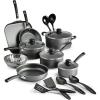 image18 Piece Nonstick Cookware Set  Gray  Aluminum Construction Dishwasher Safe Compatible with Gas Electric Ceramic Cooktops  Includes Saut Pans Griddle Dutch Oven Cooking Utensils