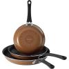 imageTramontina Porcelain Enamel Non Stick 3Pack Frying Pans Skillet Set with Reinforced Nonstick Coating Dishwasher and Oven Safe TealCopper