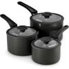 imageTramontina Ceramic Non Stick 6Piece Nesting Sauce Pan Set with Lids  Stackable Nonstick Cookware Set Dishwasher and Oven Safe WhiteDark Gray