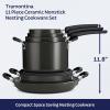 imageTramontina Ceramic Non Stick 6Piece Nesting Sauce Pan Set with Lids  Stackable Nonstick Cookware Set Dishwasher and Oven Safe WhiteDark Gray