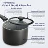 imageTramontina Ceramic Non Stick 6Piece Nesting Sauce Pan Set with Lids  Stackable Nonstick Cookware Set Dishwasher and Oven Safe WhiteDark Gray