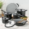 imageTramontina Ceramic Non Stick 6Piece Nesting Sauce Pan Set with Lids  Stackable Nonstick Cookware Set Dishwasher and Oven Safe WhiteDark Gray