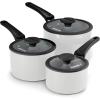 imageTramontina Ceramic Non Stick 6Piece Nesting Sauce Pan Set with Lids  Stackable Nonstick Cookware Set Dishwasher and Oven Safe WhiteWhite