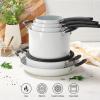 imageTramontina Ceramic Non Stick 6Piece Nesting Sauce Pan Set with Lids  Stackable Nonstick Cookware Set Dishwasher and Oven Safe WhiteWhite