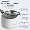 imageTramontina Ceramic Non Stick 6Piece Nesting Sauce Pan Set with Lids  Stackable Nonstick Cookware Set Dishwasher and Oven Safe WhiteWhite