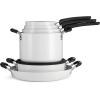 imageTramontina Ceramic Non Stick 6Piece Nesting Sauce Pan Set with Lids  Stackable Nonstick Cookware Set Dishwasher and Oven Safe WhiteWhite