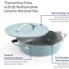 imageTramontina Fiora 425Quart Multipurpose Ceramic Non Stick Cooking Pan with Lid Frost BlueFrost Blue
